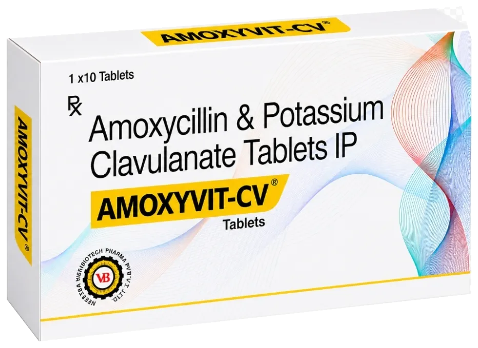 Amoxyvit-CV Amoxycillin and Potassium Clavulanate tablets 1 × 10 carton