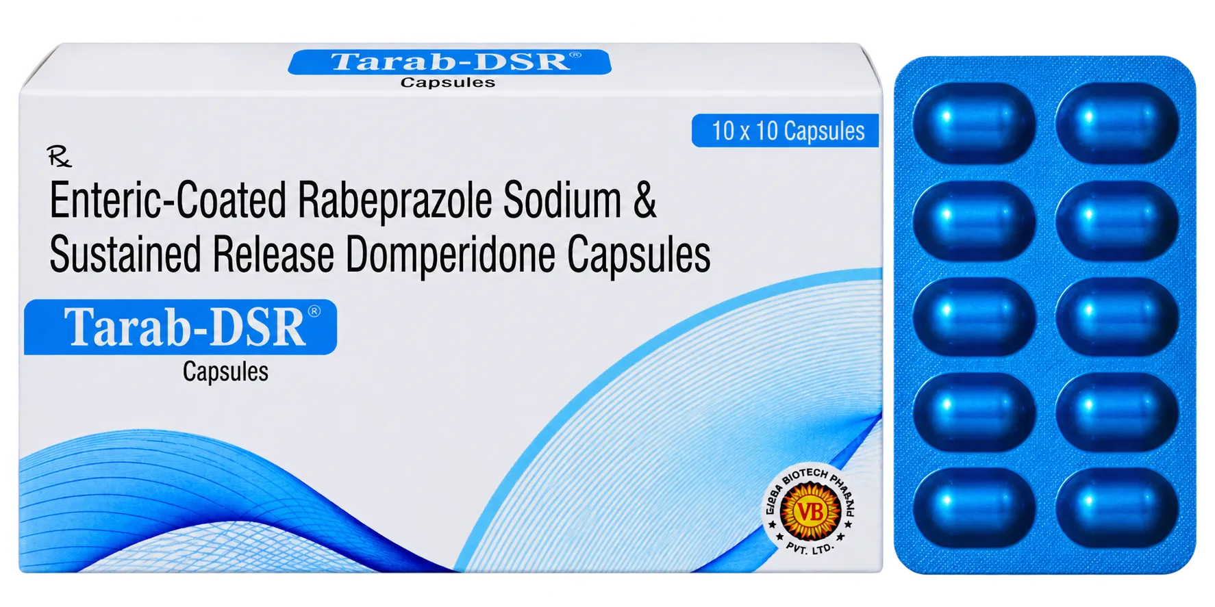 Trarab-DSR Rabeprazole and Domperidone capsules 10 × 10 carton
